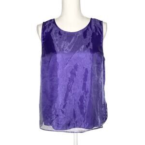 Robert Rodriguez Purple Dita Overlay Sleeveless Top Organza NWOT Medium
